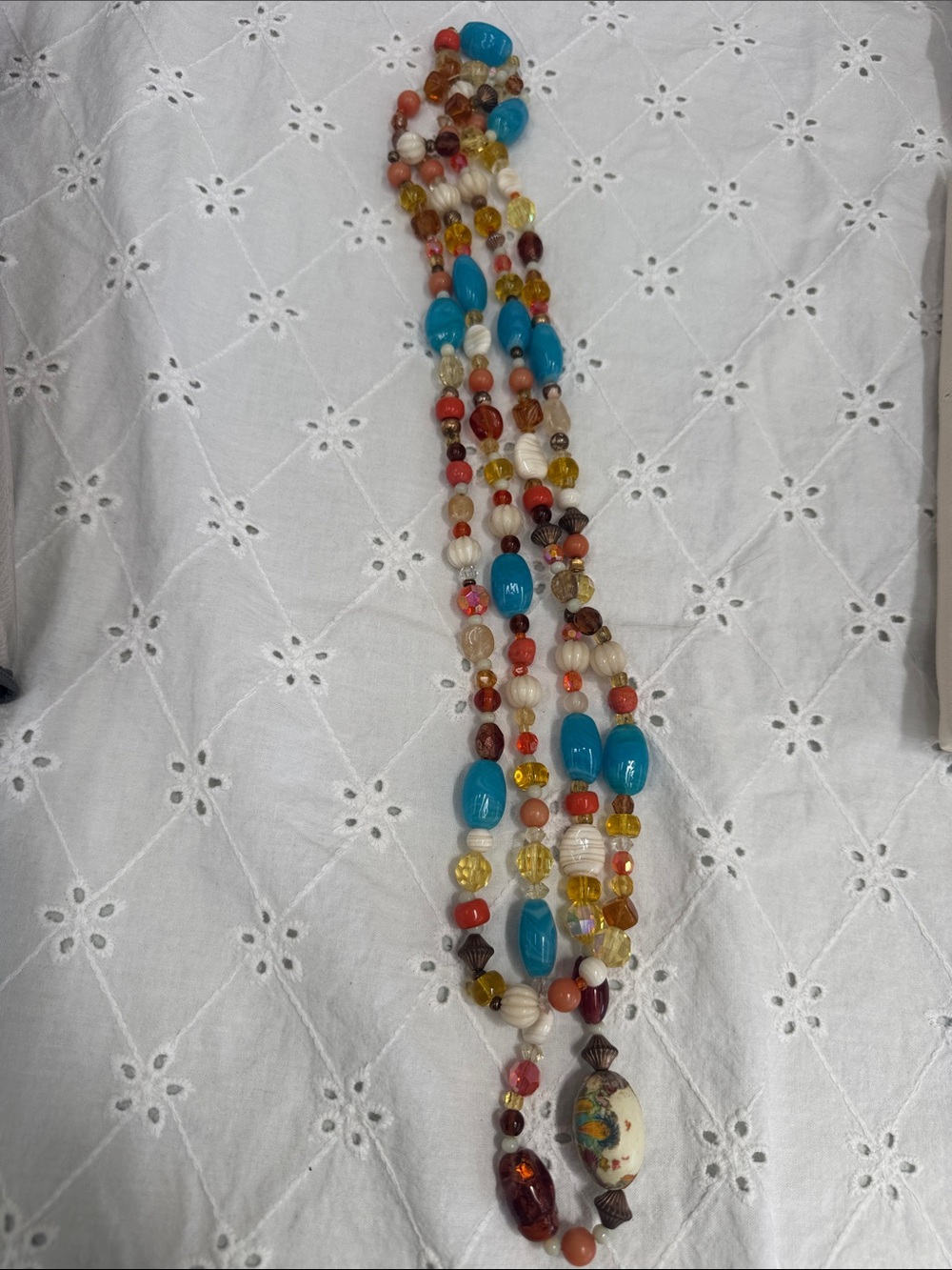 Multicolor Beaded Statement Necklace with Turquoise Accents